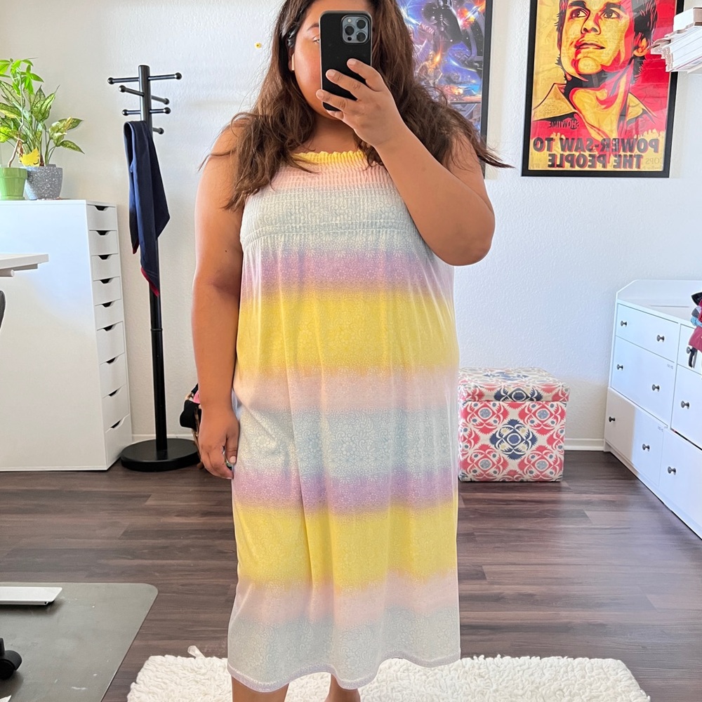 Handmade Pastel Color-block Maxi Mocked Dress Size L/XL